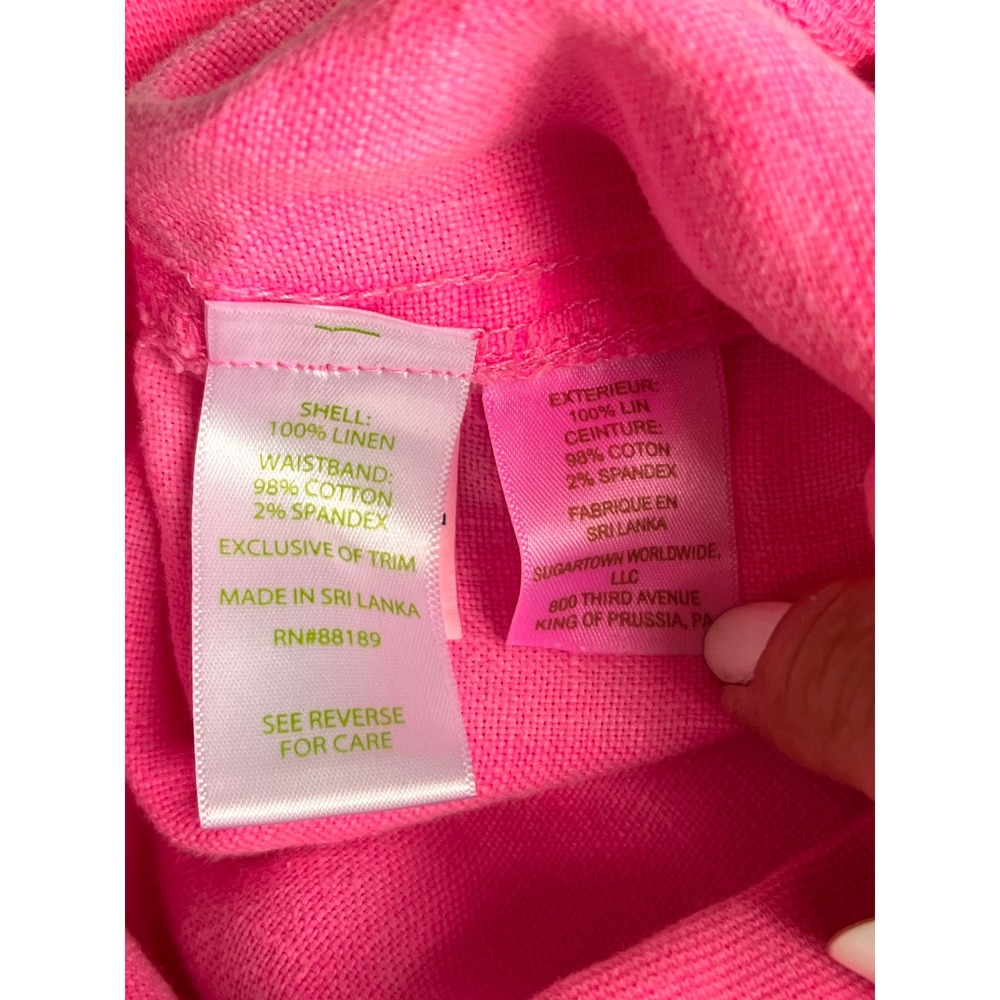 Lilly Pulitzer bright pink linen beach pants size large - Picture 5 of 15